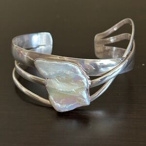 Silver and pearl cuff